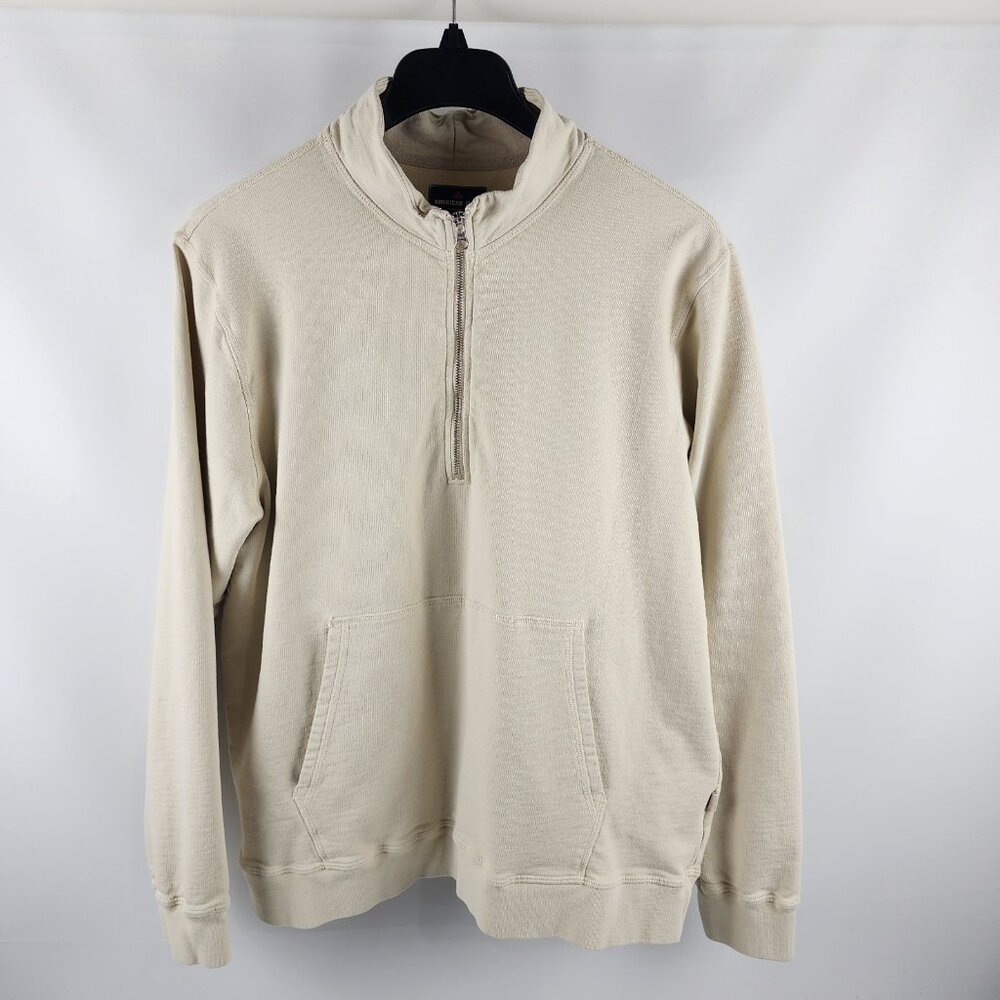 American Giant Sweatshirt Mens XL Beige Ivory L/S 1/4 Zip USA
